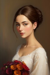 Poster - Oil painting of a beautiful woman