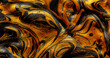 Closeup of gold and black fluid metallic paint textured background