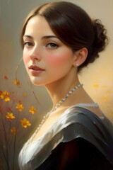 Poster - Oil painting of a beautiful woman