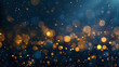 abstract background with Dark blue and gold bokeh festive concep