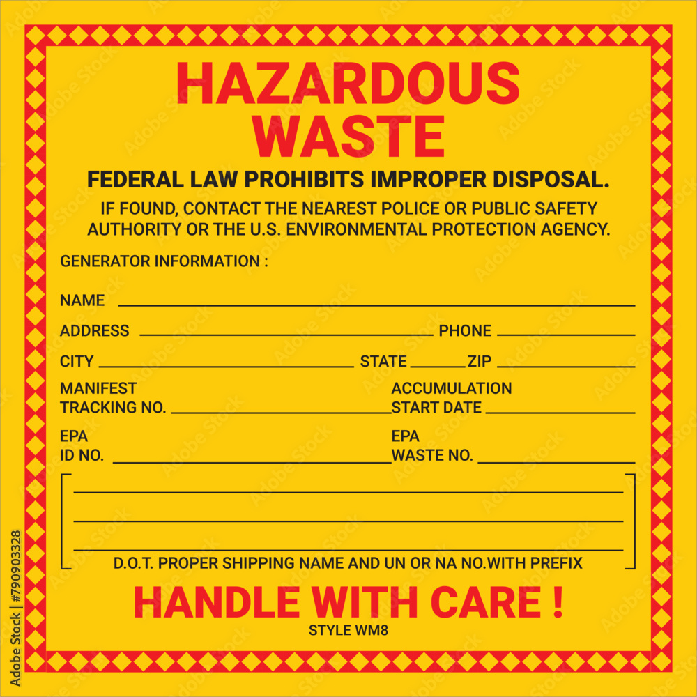 Container Hazardous Standard Waste Yellow Label Marking Stock Vector ...