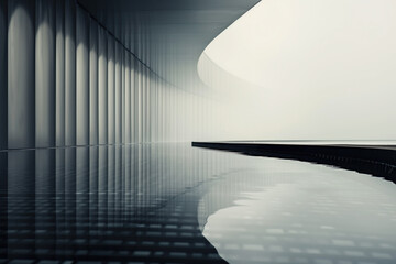Poster - Abstract background with futuristic architecture and reflections. Hi-tech. Futuristic background image. Created with Generative AI technology.
