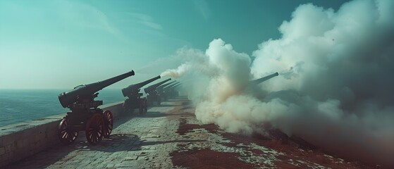 Majestic Cannon Salvo at Sea Fortress. Concept History, Military, Naval Battles, Canon Salvo, Sea Fortress