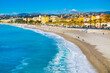 Beautiful turquoise water in Nice, cote d'Azur, France. Summertime vacation day. 