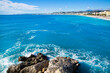 Rocky coast and beautiful azur water in Nice, cote d'Azur, France. French riviera. 