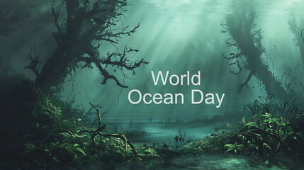 World oceans day design with underwater ocean
