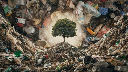 Environmental protection concept. Environmental pollution, a mountain of garbage.