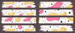 Set of colorful ribbons. Washi tapes collection with abstract pattern in vector. Pieces of decorative tape for scrapbooks. Set of vintage labels. Torn paper	