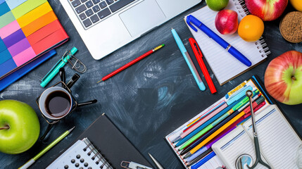 Poster - A laptop computer sits open on a table next to a cup of coffee, ready for a productive work session or relaxed browsing