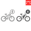Electric bike line and glyph icon, ecology and transport, electro bicycle vector icon, vector graphics, editable stroke outline sign, eps 10.