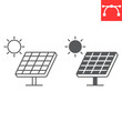 Solar panel line and glyph icon, ecology and electricity, sun energy vector icon, vector graphics, editable stroke outline sign, eps 10.