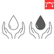Save water line and glyph icon, ecology and ecosystem, reduce water waste vector icon, vector graphics, editable stroke outline sign, eps 10.