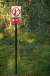 Palanga / Lithuania - September 15 2023: funny symbol or sign tell about don't urine or don't urinate in the forest park 