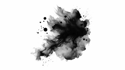 Wall Mural - Black paint brush strokes in watercolor, isolated against transparent