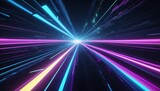 Fototapeta Przestrzenne - Neon Trails, Abstract Background with Glowing Lights, Speedy Rays, and Futuristic Lines.