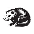 Opossum. Simple black flat logo, icon, emblem