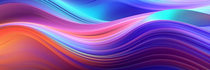Poster - Abstract Colorful Wavy Lines on Smooth Background. Flow of Neon Colors in Abstract Pattern. Generative AI