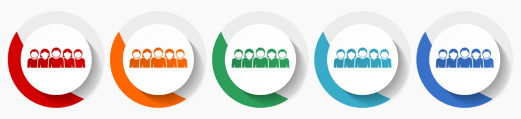 Aufkleber - Group of people vector icon set, flat icons for logo design, webdesign and mobile applications, colorful round buttons