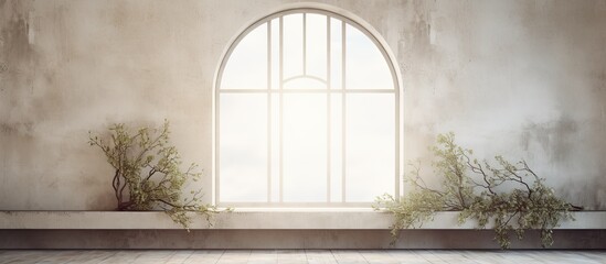 Canvas Print - A plant in a window with a window sill