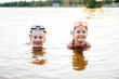 © Iryna - wearing swim masks to learn to swim.