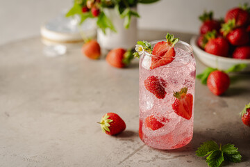Wall Mural - Strawberry cocktail in a glass
