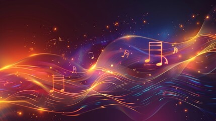 Poster - Abstract music background with notes