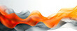 Orange and gray smooth waves in fluid motion. Dynamic abstract waveforms and sparkles on white background. Texture of moving curved silky shapes.