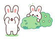 Cute cartoon rabbits playing hide and seek