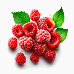 Canvas Print - Raspberries isolate on white background. Generative AI,