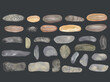 Watercolor nature sea stones, sea pebbles, brown rocks on a white background.