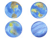 Watercolor Blue planets of the solar system Earth, Neptune. Outer Space planet
