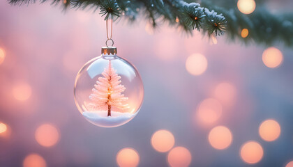 Wall Mural - Cute christmas tree bauble with copy space