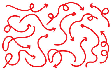 Poster - Set of hand drawn arrow element vector. Collection of doodle arrows, lines, symbol, pointing mark, shapes on white background. Thin arrows set for business plan, presentation and education. 11:11