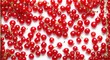 Fresh red currant on white background. Top view