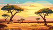 Africa landscape copy space empty background vector cartoon illustration