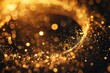 Gold sparkling light circle with shimmering particles with glare flare effect, glitter trail confetti shine sparks Gold Golden glowing , Ai generated