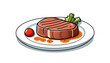 © YU - Hand drawn cartoon delicious steak flat illustration