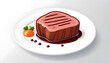 © YU - Hand drawn cartoon delicious steak flat illustration