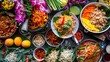 A vibrant spread of Thai street food delicacies, from pad Thai to mango sticky rice, showcasing the rich flavors of Thai cuisine.