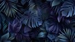 seamless tropical palm leaves in dark colors