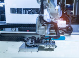 Fototapeta Sawanna - robotic machine tool in industrial manufacture factory,Smart factory industry 4.0 concept.