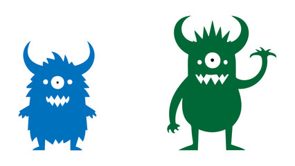 Wall Mural - vector two monsters, cartoon illustration