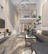 3d render apartment loft living room