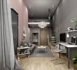 3d render apartment loft living room