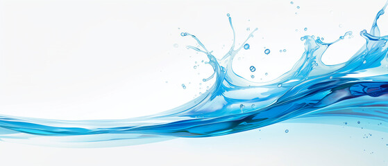 Poster - A splash of water on a white background. The splash is in the middle of the image and extends from the left to the right side