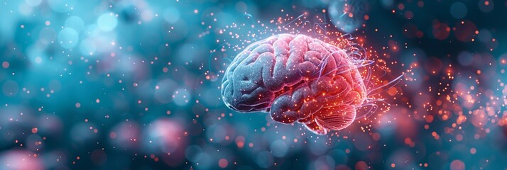 Poster - the human brain's neural network, sparking with electric intelligence.