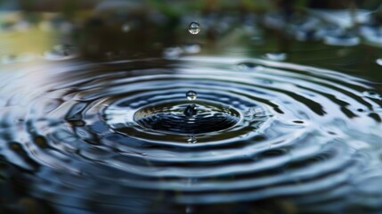 Poster - Raindrops falling on a tranquil pond, creating concentric circles that ripple outwards in mesmerizing patterns.