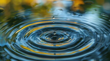 Poster - Raindrops falling on a tranquil pond, creating concentric circles that ripple outwards in mesmerizing patterns.