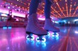 Person roller skating at retros-themed roller disco