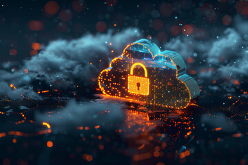 Poster - A cloud with a lock on it